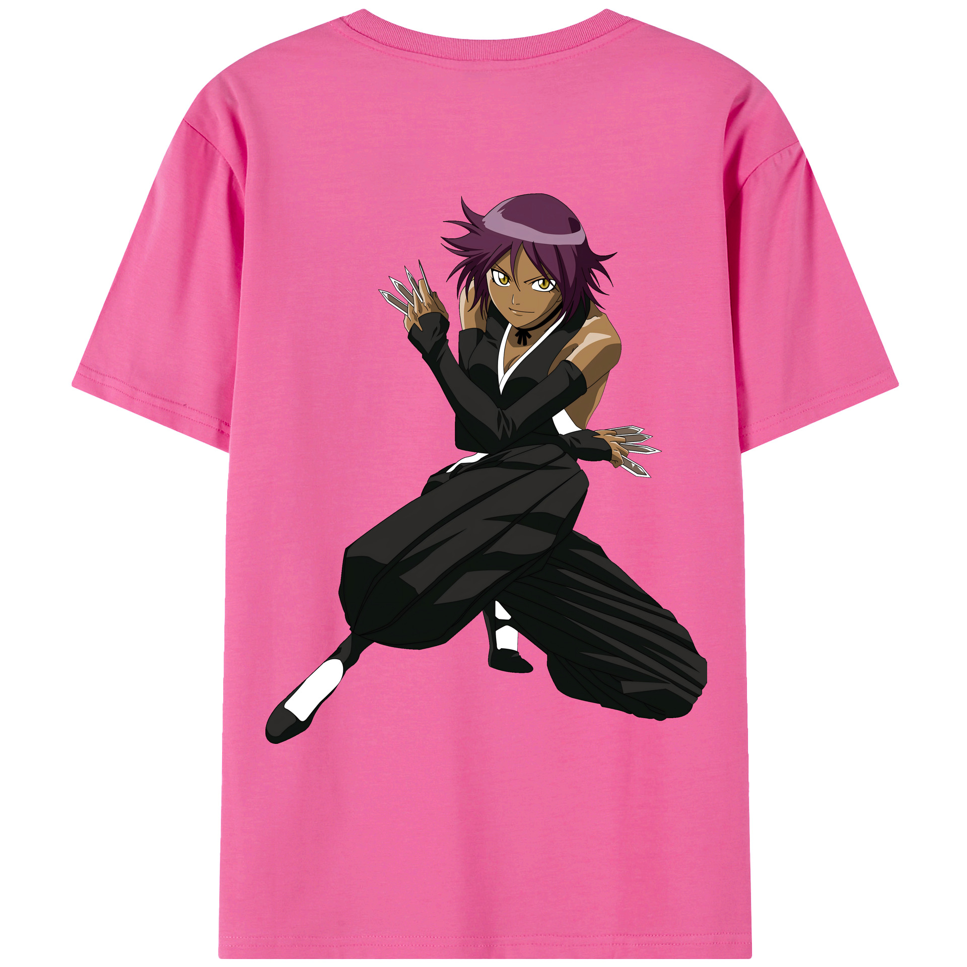 （画像用） ブリーチ 四楓院 夜一（しほういん よるいち） BLEACH Shihouin Yoruichi レディース半袖Tシャツ(バックプリント)